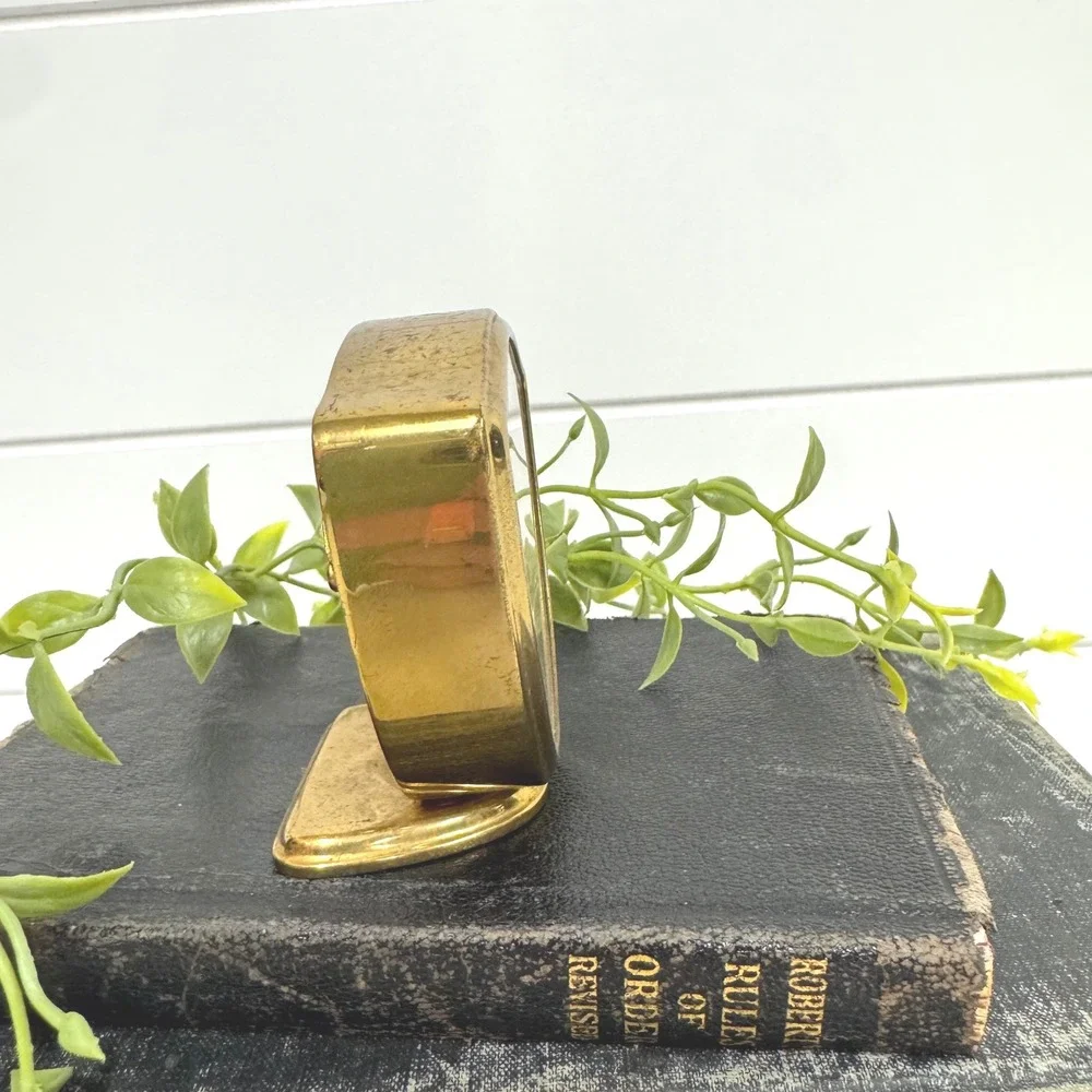 Vintage Kienzle Brass Alarm Clock MCM West Germany Shield- Decor only